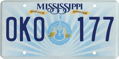 MS license plate OKO177