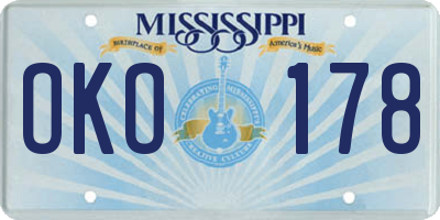 MS license plate OKO178