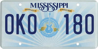 MS license plate OKO180