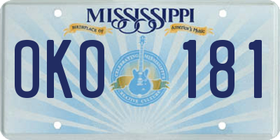 MS license plate OKO181