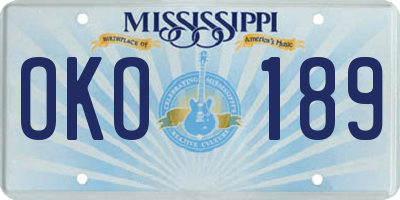 MS license plate OKO189