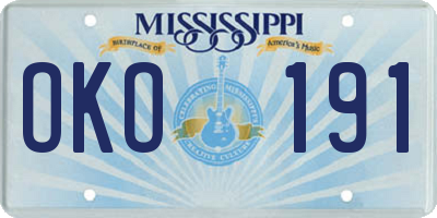 MS license plate OKO191
