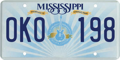 MS license plate OKO198