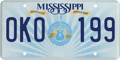 MS license plate OKO199