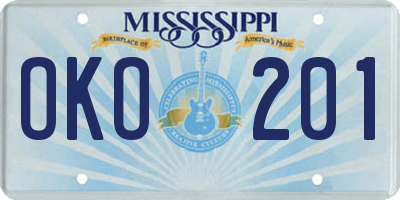 MS license plate OKO201