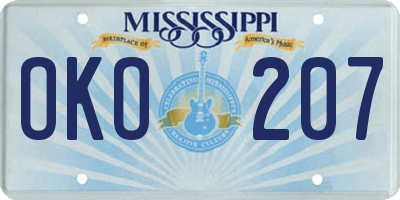 MS license plate OKO207