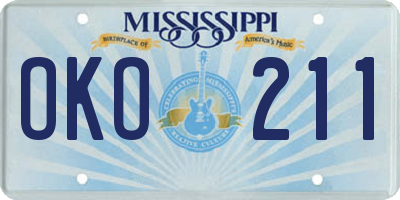 MS license plate OKO211