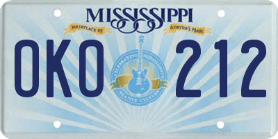 MS license plate OKO212