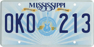 MS license plate OKO213