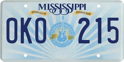 MS license plate OKO215