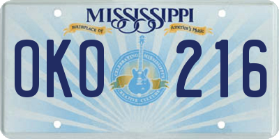 MS license plate OKO216