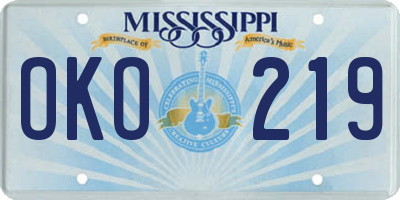 MS license plate OKO219