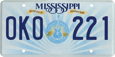 MS license plate OKO221