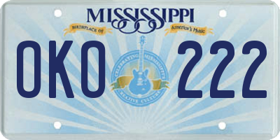 MS license plate OKO222