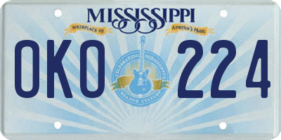 MS license plate OKO224