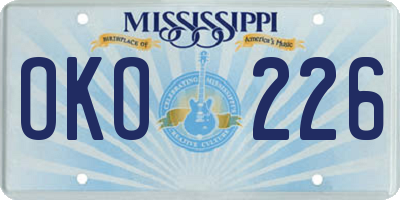 MS license plate OKO226