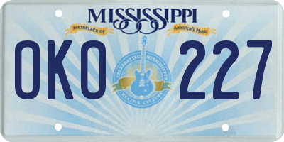 MS license plate OKO227
