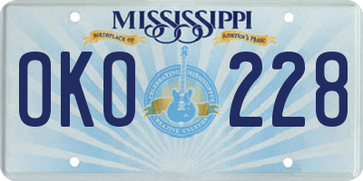 MS license plate OKO228