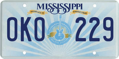 MS license plate OKO229