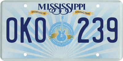 MS license plate OKO239