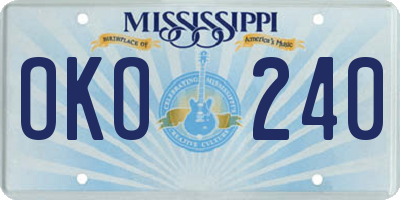 MS license plate OKO240
