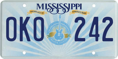 MS license plate OKO242