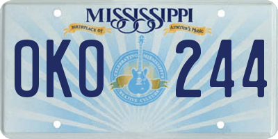 MS license plate OKO244
