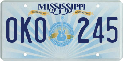 MS license plate OKO245