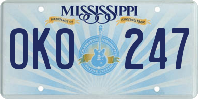 MS license plate OKO247