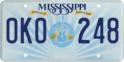 MS license plate OKO248