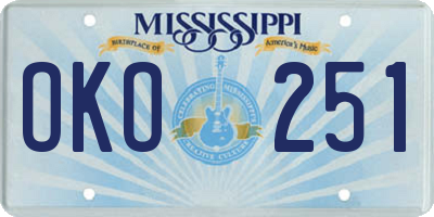 MS license plate OKO251