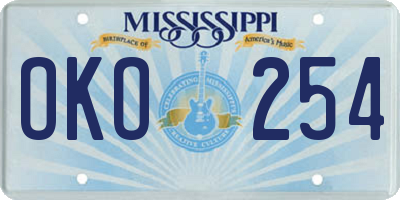 MS license plate OKO254