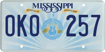 MS license plate OKO257