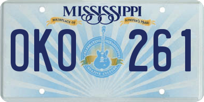 MS license plate OKO261
