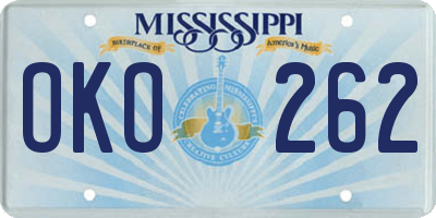MS license plate OKO262