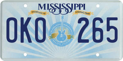 MS license plate OKO265