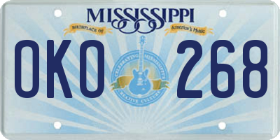 MS license plate OKO268