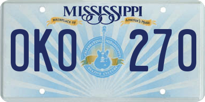 MS license plate OKO270