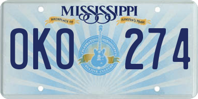 MS license plate OKO274