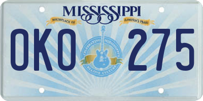MS license plate OKO275