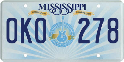 MS license plate OKO278
