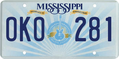 MS license plate OKO281