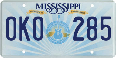 MS license plate OKO285
