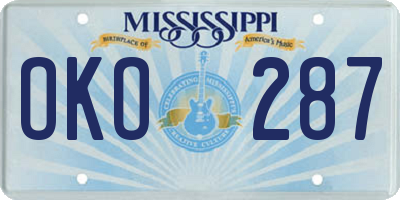 MS license plate OKO287