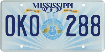 MS license plate OKO288