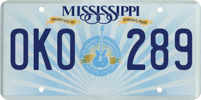 MS license plate OKO289