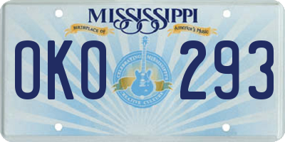 MS license plate OKO293