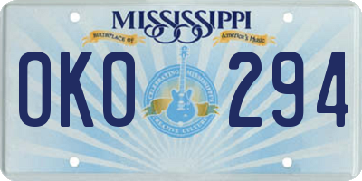 MS license plate OKO294