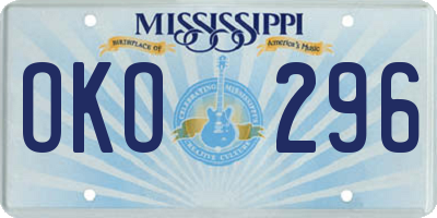 MS license plate OKO296