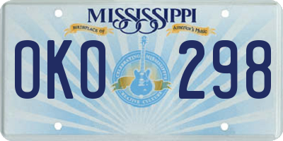 MS license plate OKO298